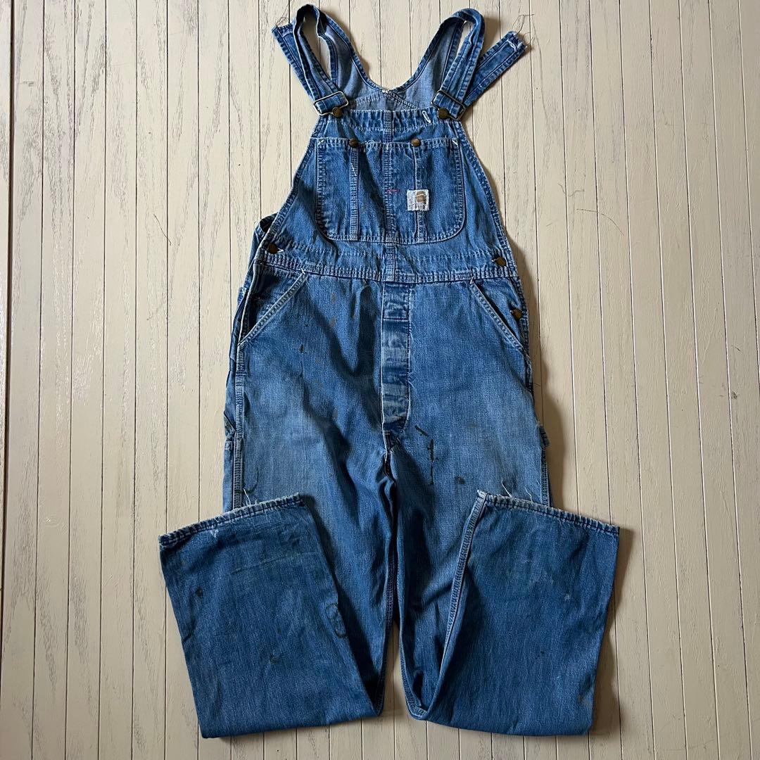 60s 70s Carhartt オーバーオール プリントタグ デカC M相当