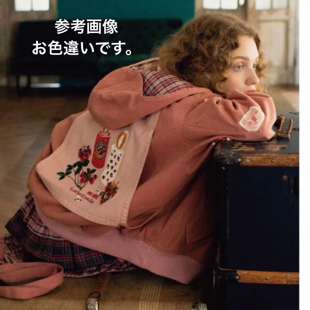 ピンクハウス 苺 キャンドル ワッペン ゼッケン 黒 フード付きブルゾン【P55