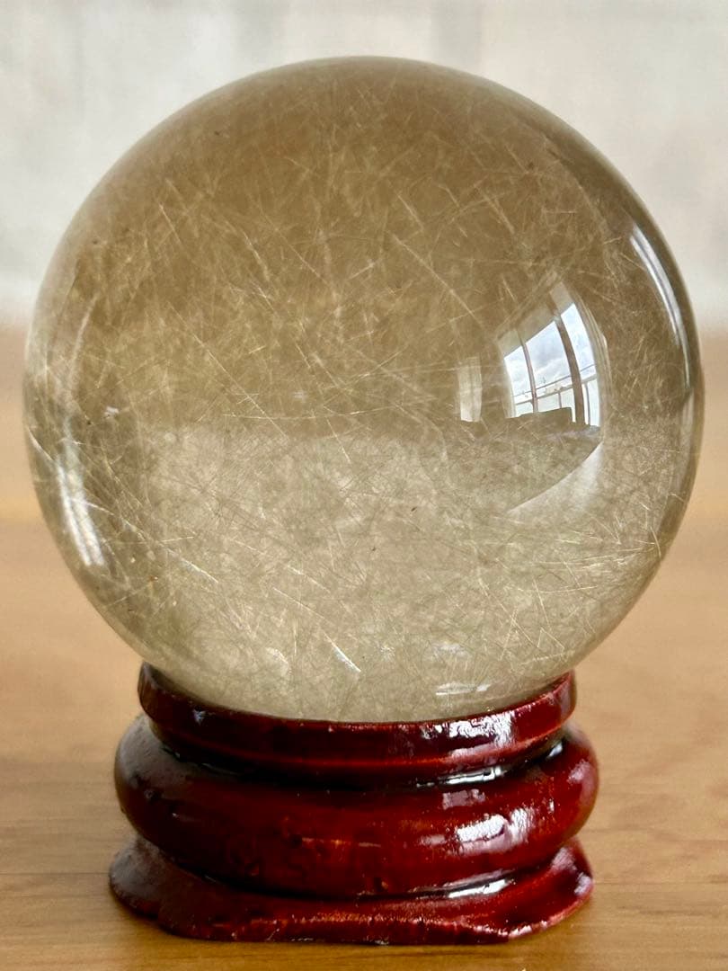 スモーキー　ルチルクォーツ　水晶　スフィア　39.9㎜