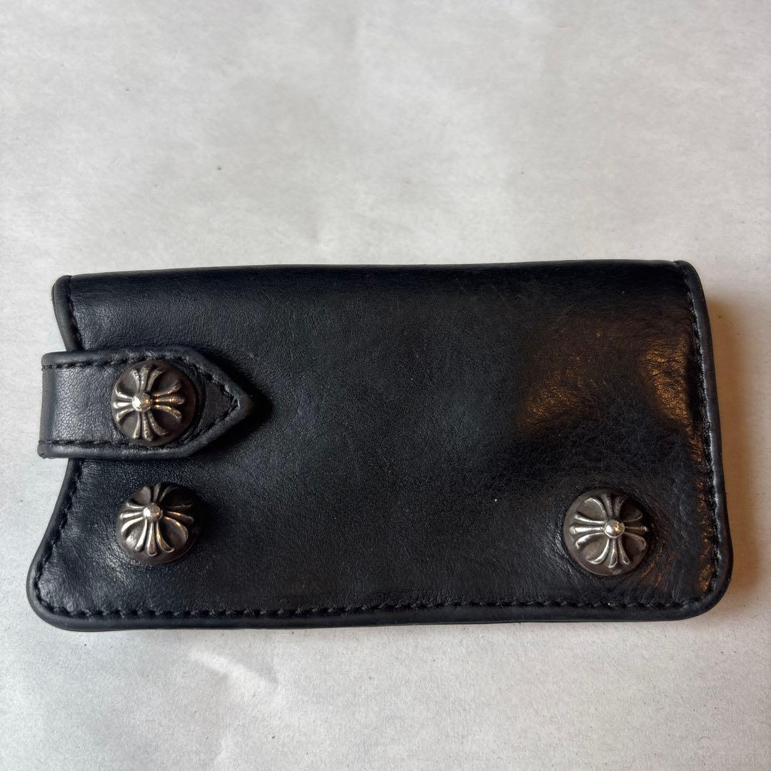 クロムハーツブラックレザー キーケース スナップボタン