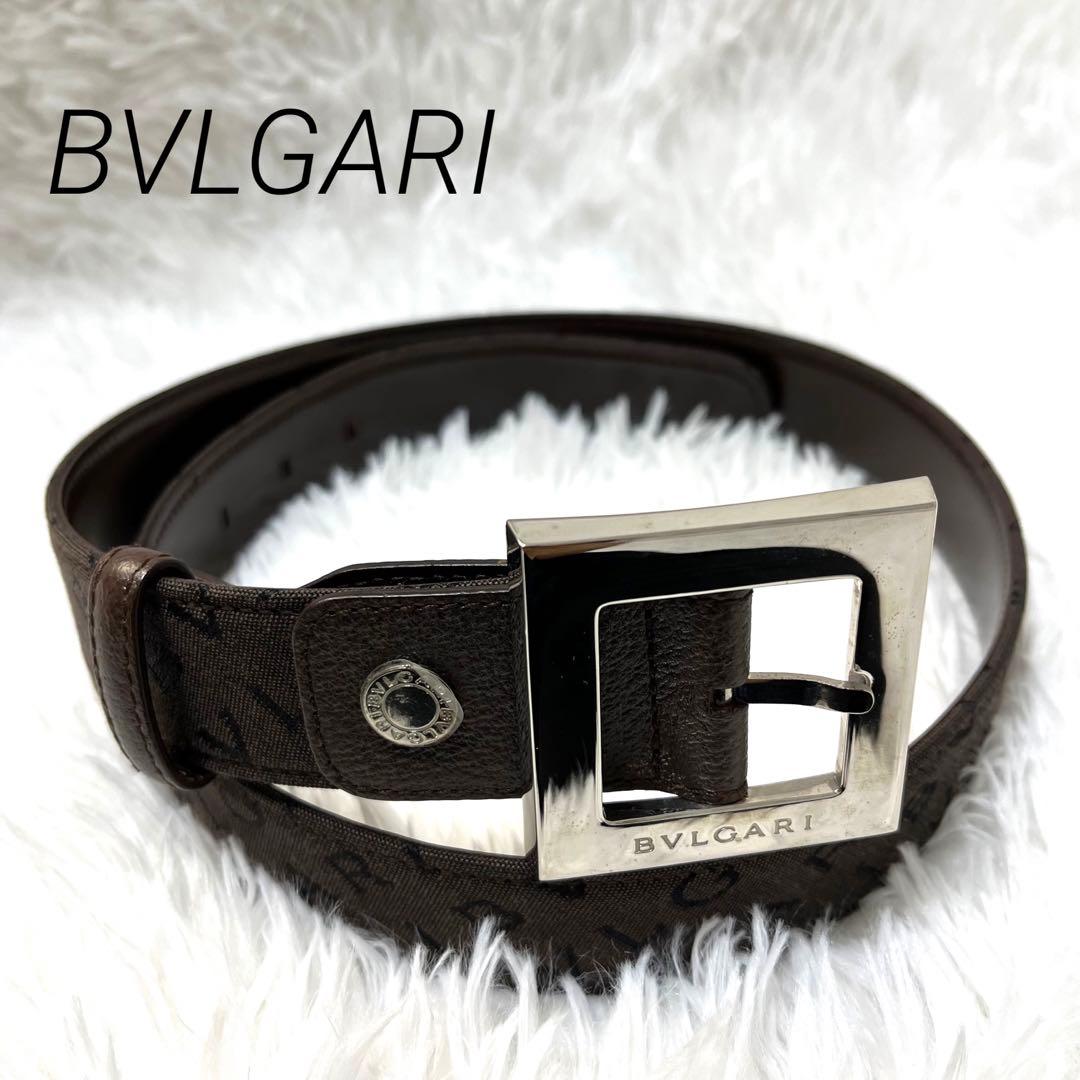 美品✨BVLGARI ブルガリ　レザー　キャンバスロゴ　ベルト　99-3.5