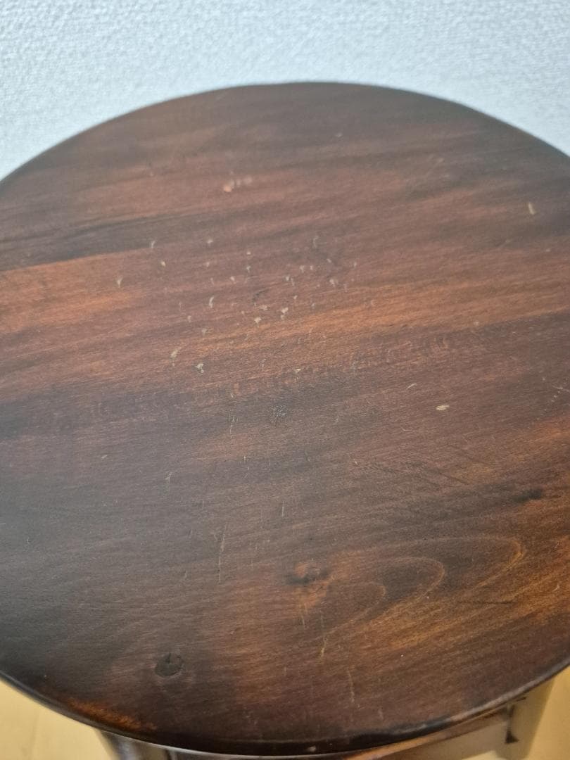 アンティーク　木製サイドテーブル 3段引出し ダークブラウン