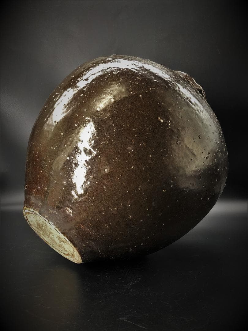 【褐釉四耳壺（呂宋壺）】　フィリピン渡来　ルソン壺　呂宋助左衛門