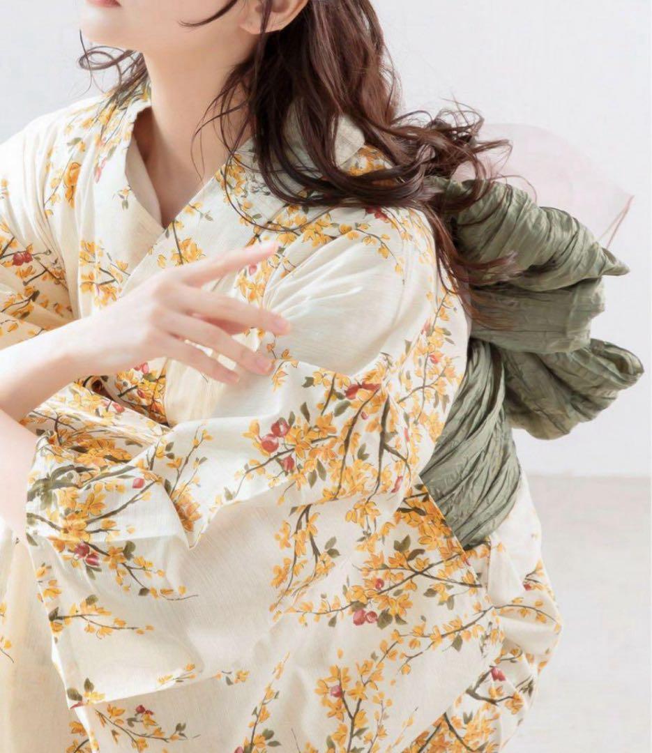 Dita 花柄浴衣・帯セット【古典オレンジユーム】