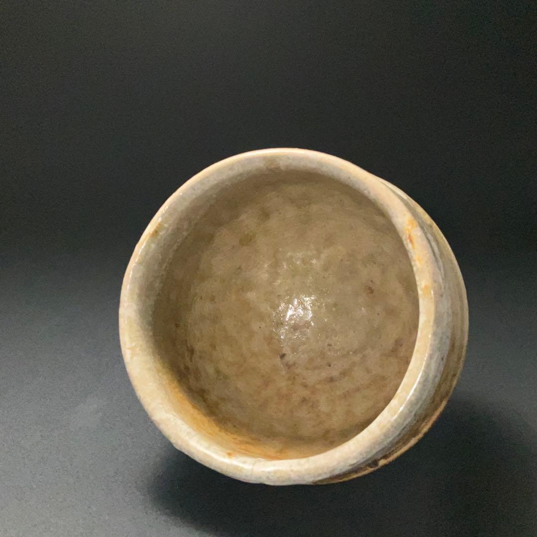 浜田庄司　灰釉縁白胴紐茶碗　人間国宝　晋作織箱　R1314ダT