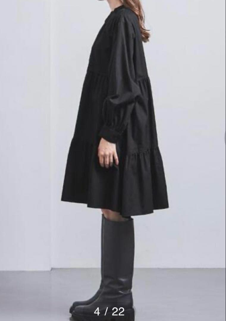 ユナイテッドアローズ コットン ティアード ミニ ワンピース チュニック　黒