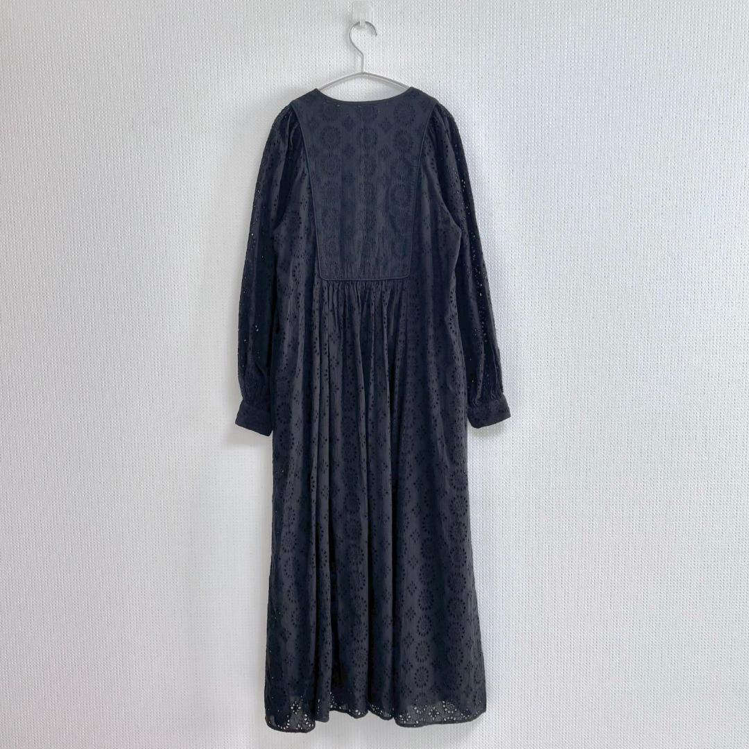 美品 ヌキテパ 刺繍 ロングワンピース コットン エンブロイダリー　サンプル　黒