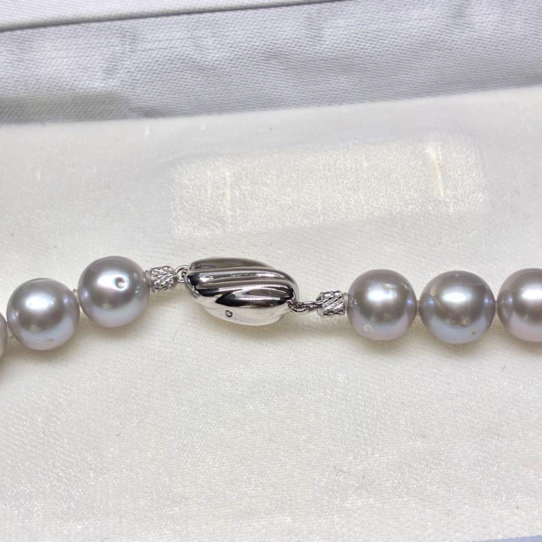 ジュエリーマキ　パールネックレス　リアルパール　グレー系　大珠　箱付