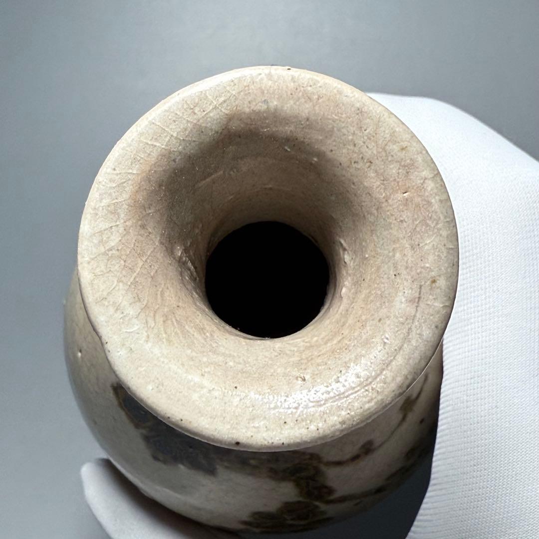 李朝　粉青沙器　鉄絵葡萄文徳利　古美術　蒐集家放出品　高さ14cm　朝鮮美術