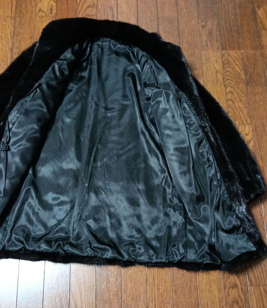 毛皮のコート　ミンク　リアルファーコート　ブラック