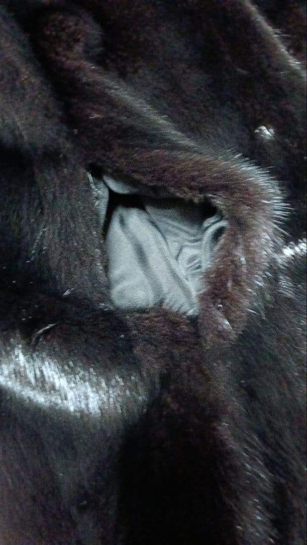 毛皮のコート　ミンク　リアルファーコート　ブラック