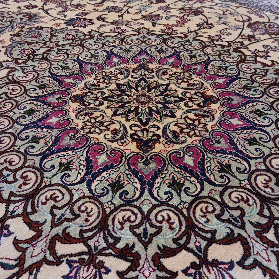 専用Y3182 高級ペルシャ絨毯 大判 シルク100% 手織り 293㎝