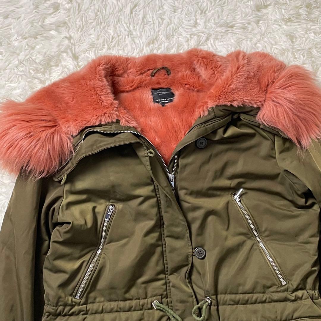 美品 幻の逸品 人気即完売品 ZARA ザラ ピンクファーモッズコート N-3B