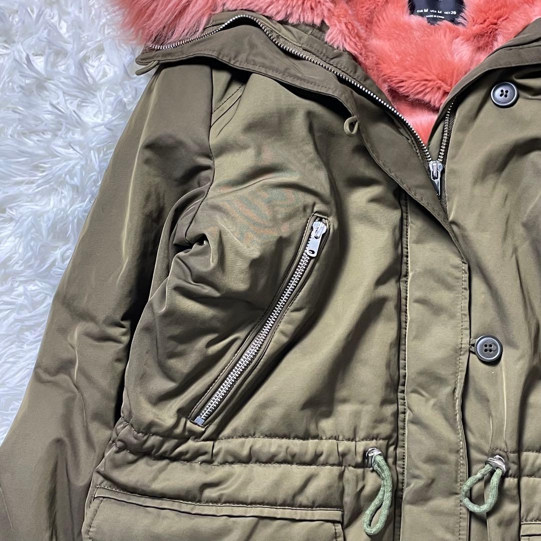 美品 幻の逸品 人気即完売品 ZARA ザラ ピンクファーモッズコート N-3B