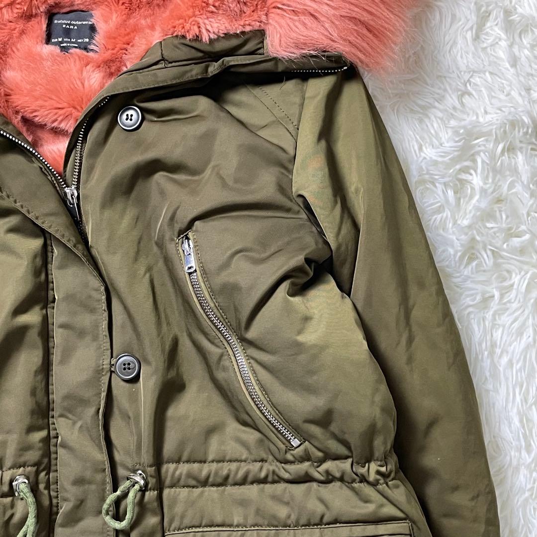 美品 幻の逸品 人気即完売品 ZARA ザラ ピンクファーモッズコート N-3B