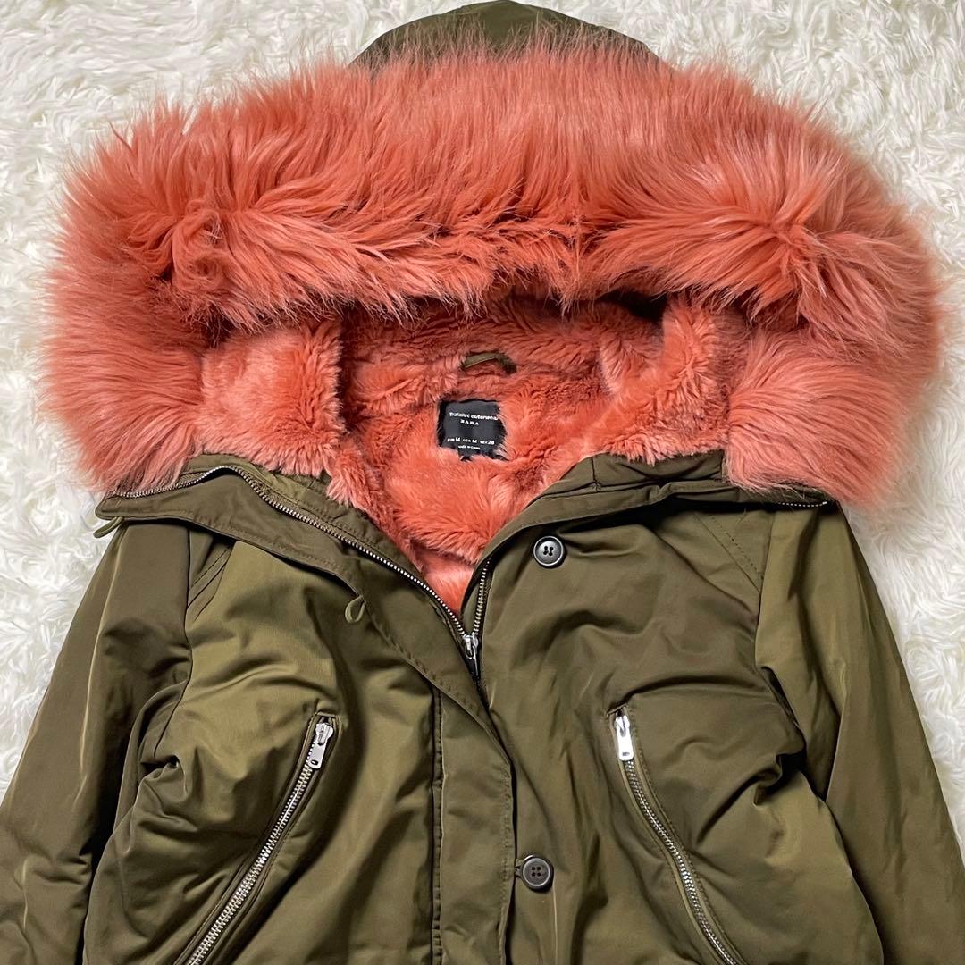 美品 幻の逸品 人気即完売品 ZARA ザラ ピンクファーモッズコート N-3B