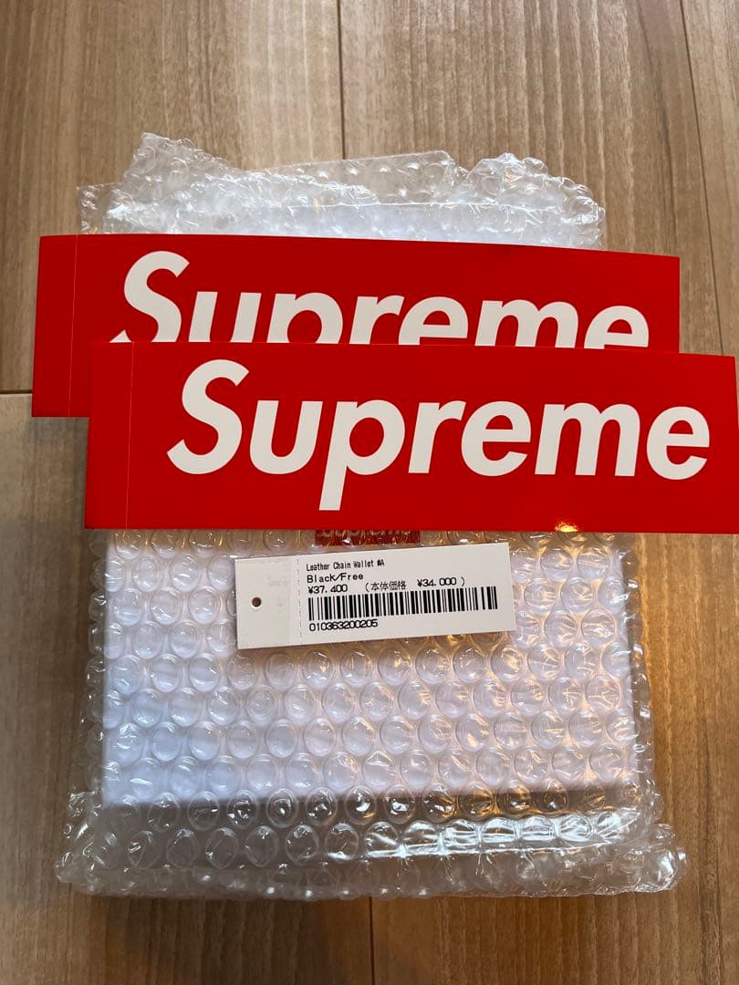 supreme Leather Chain Wallet 黒　財布