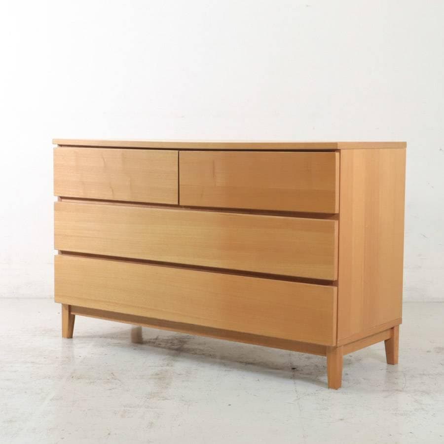 値下廃番 無印良品 タモ材 チェスト 3段ワイド 仕切り付き タンス MUJI