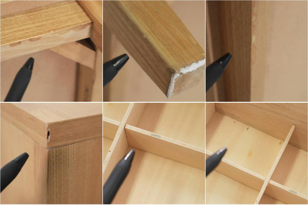 値下廃番 無印良品 タモ材 チェスト 3段ワイド 仕切り付き タンス MUJI