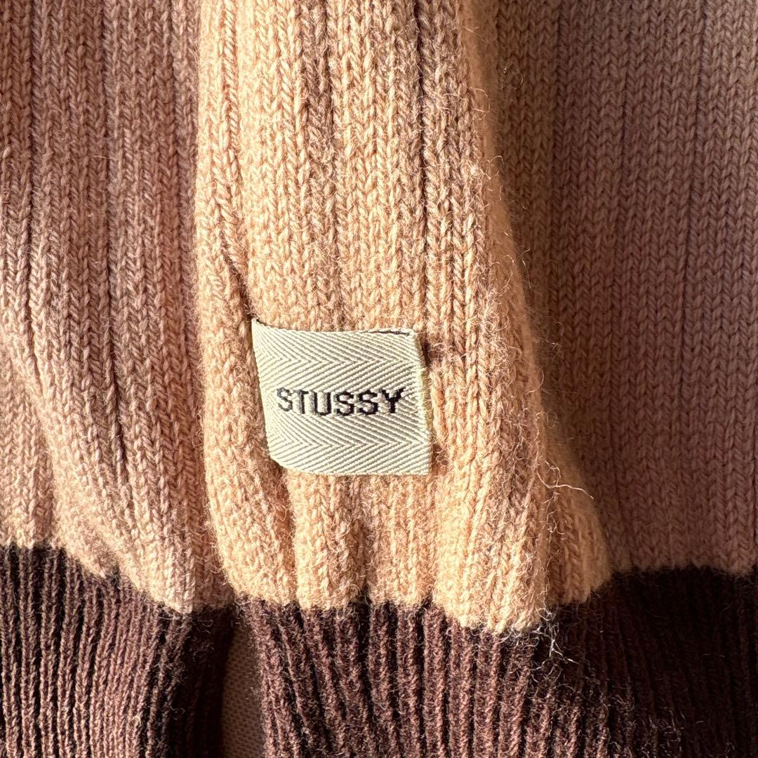 【希少】OLD STUSSY バイカラー ジップニット ブラウン ベージュ M