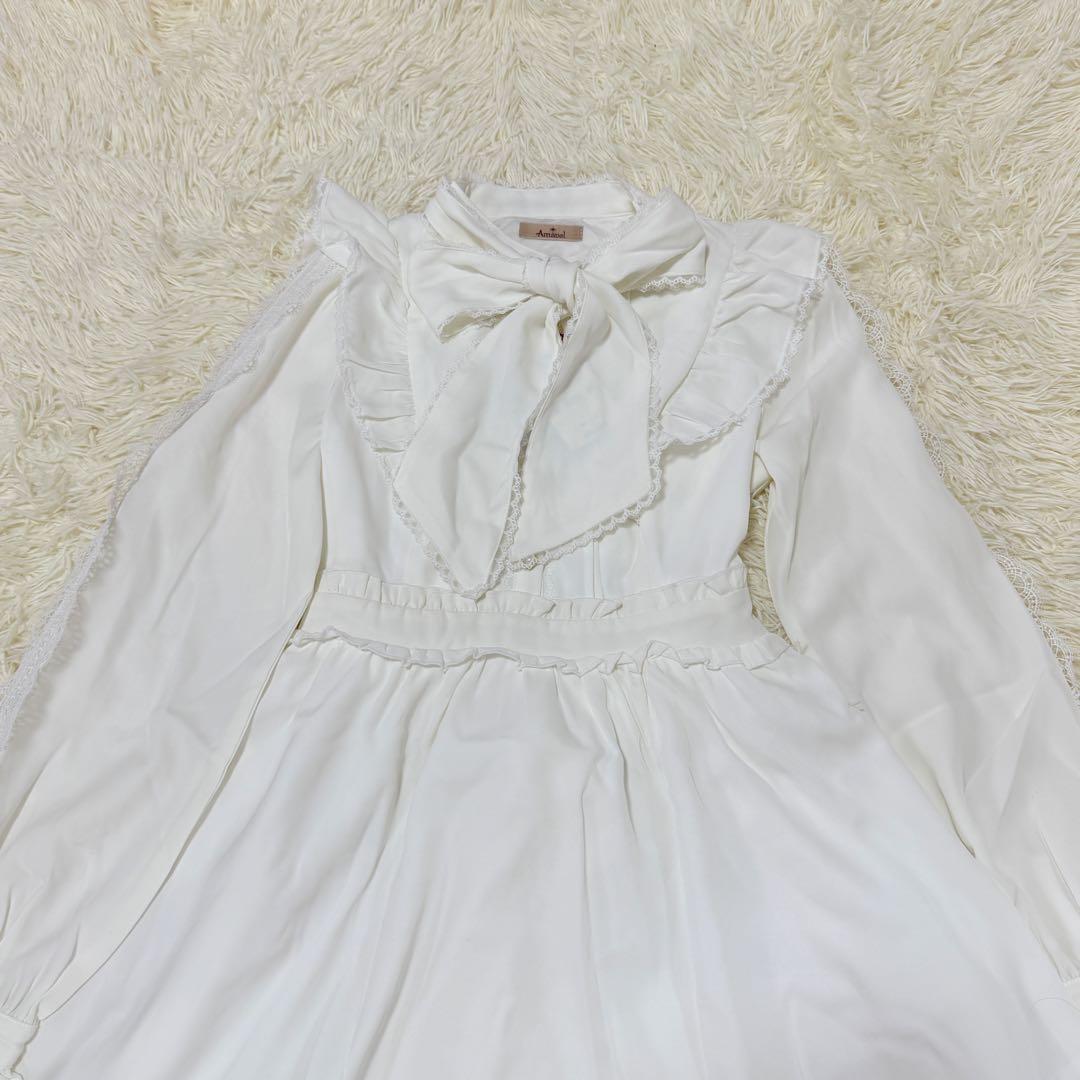 Amavel Pretty Laceボウタイワンピース　アイボリー