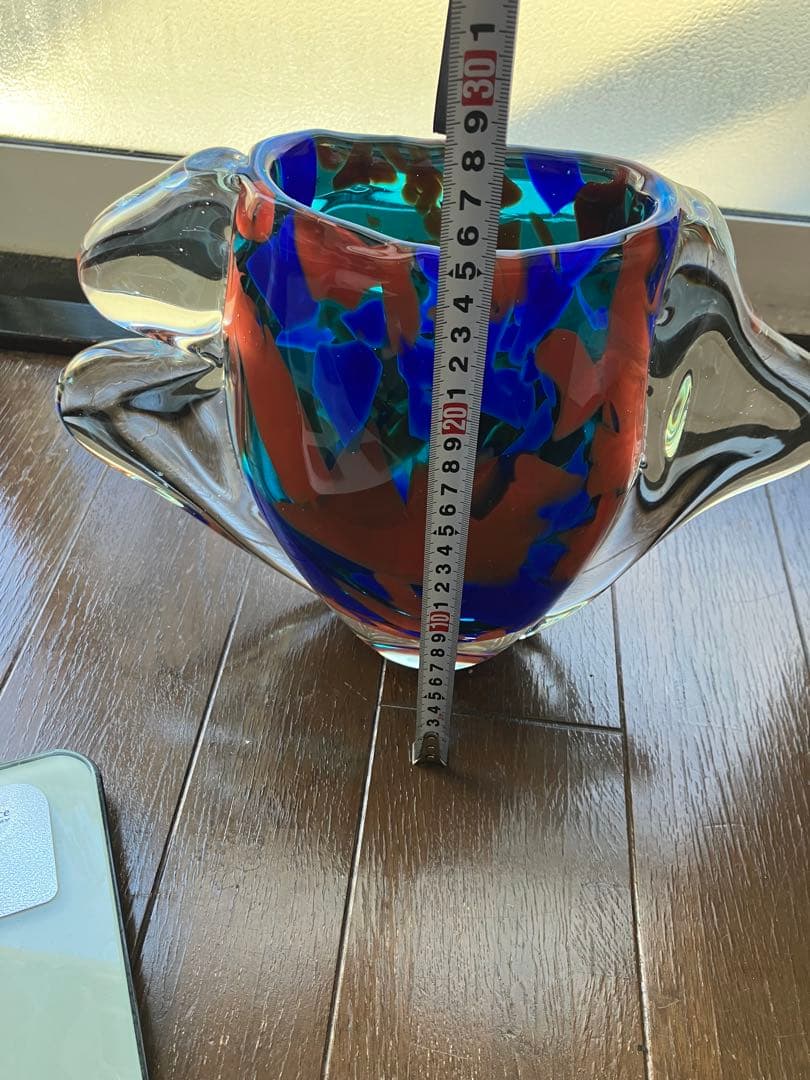 kayo大型 ムラーノ技法風 ガラス花瓶 33×25cm 5.1kg