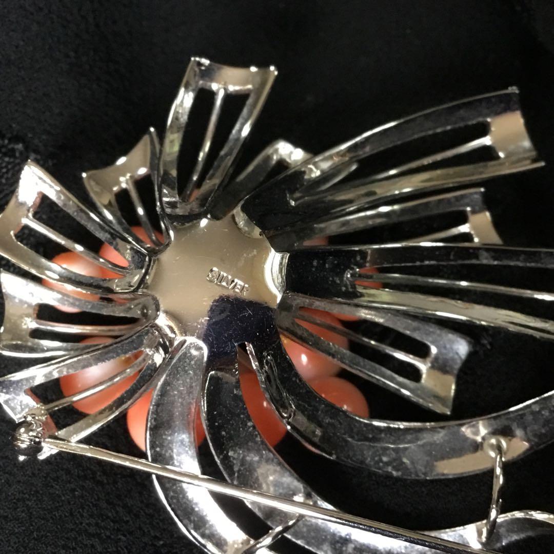 ブローチ◆珊瑚 / シルバー◆金工 コーラル サンゴ