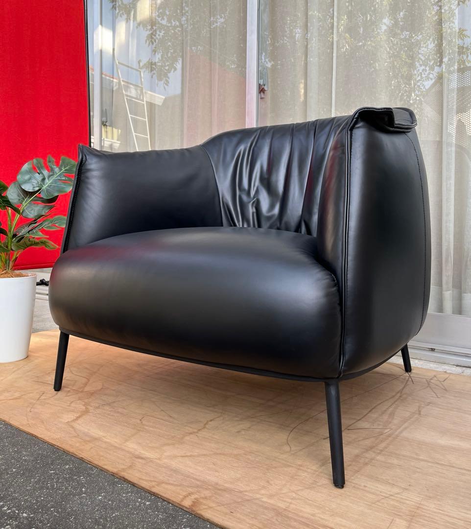 モダンスタイル　ラウンジチェア　② 本革張り　ミッドセンチュリー　シングルソファ