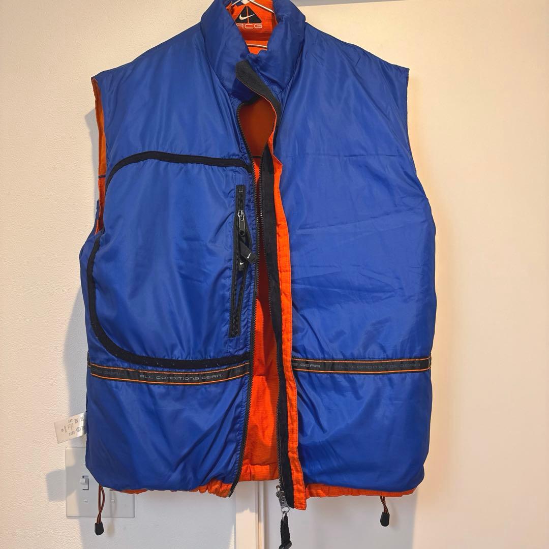 美品 90s NIKE ACG ダウン ベスト オレンジ ナイキ　　刺繍