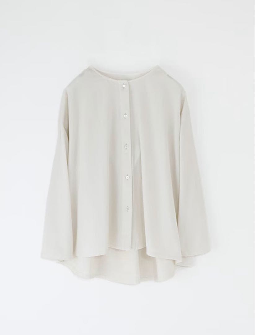 トップス evam eva cotton wool no collar shirt