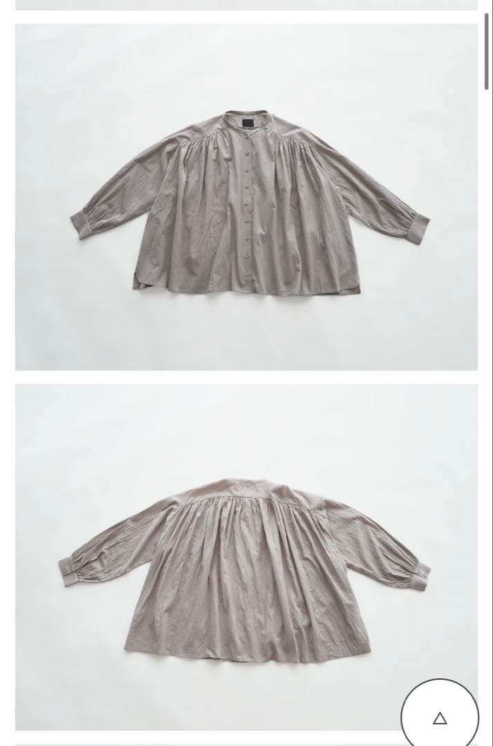 オオカミと月灯りのかぐや　ライトグレーコットンブラウス　ギャザー