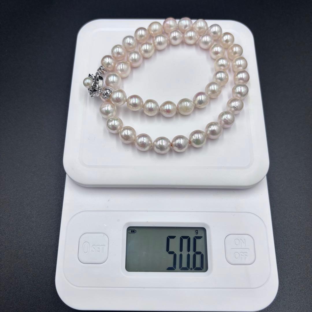 照り強✨干渉色◎超大珠9.5mmあこや本真珠 パールネックレス　冠婚葬祭