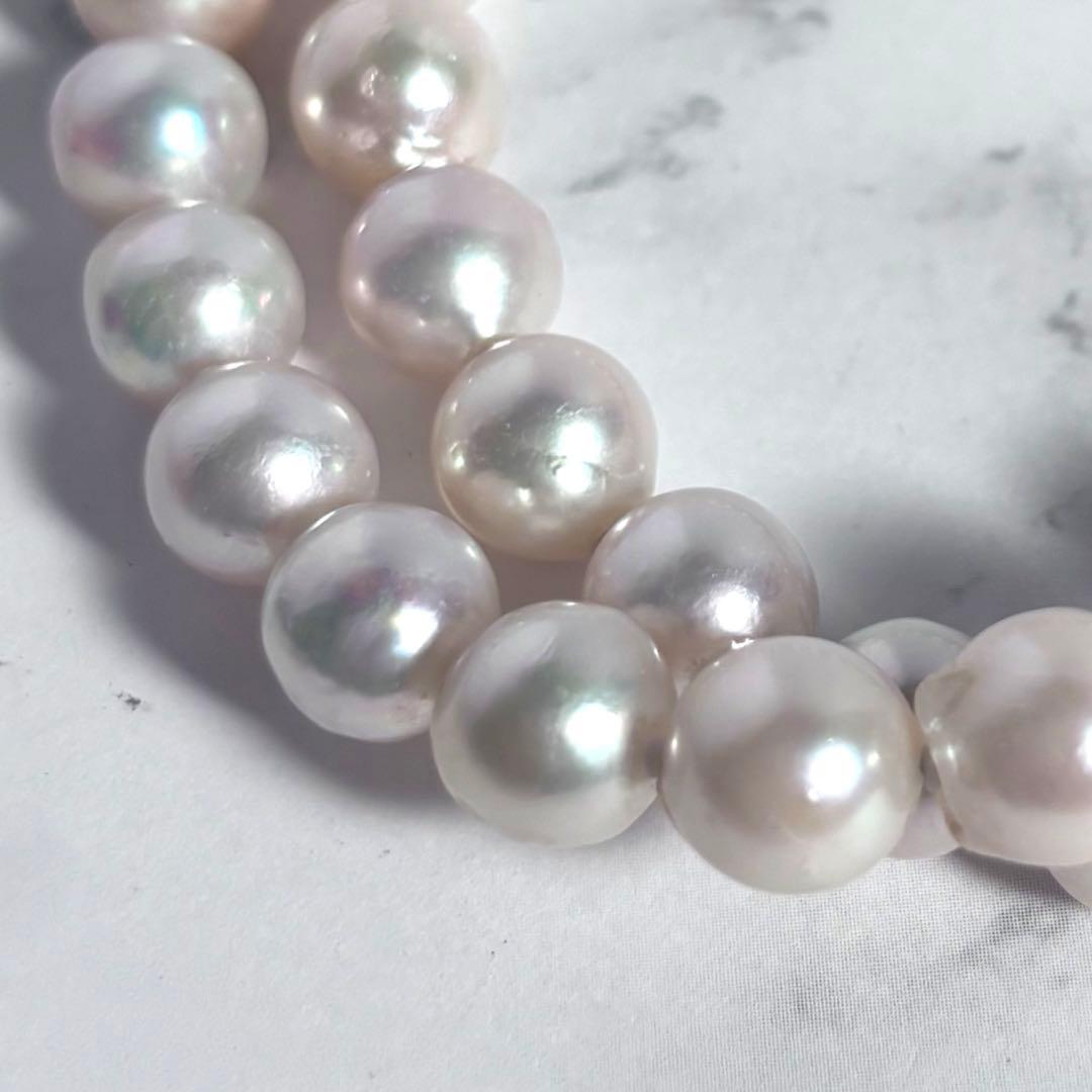 照り強✨干渉色◎超大珠9.5mmあこや本真珠 パールネックレス　冠婚葬祭