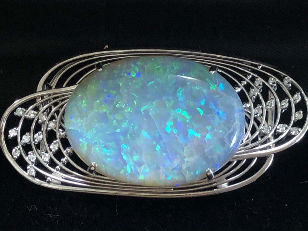 pt900超大オパール帯留ブローチ