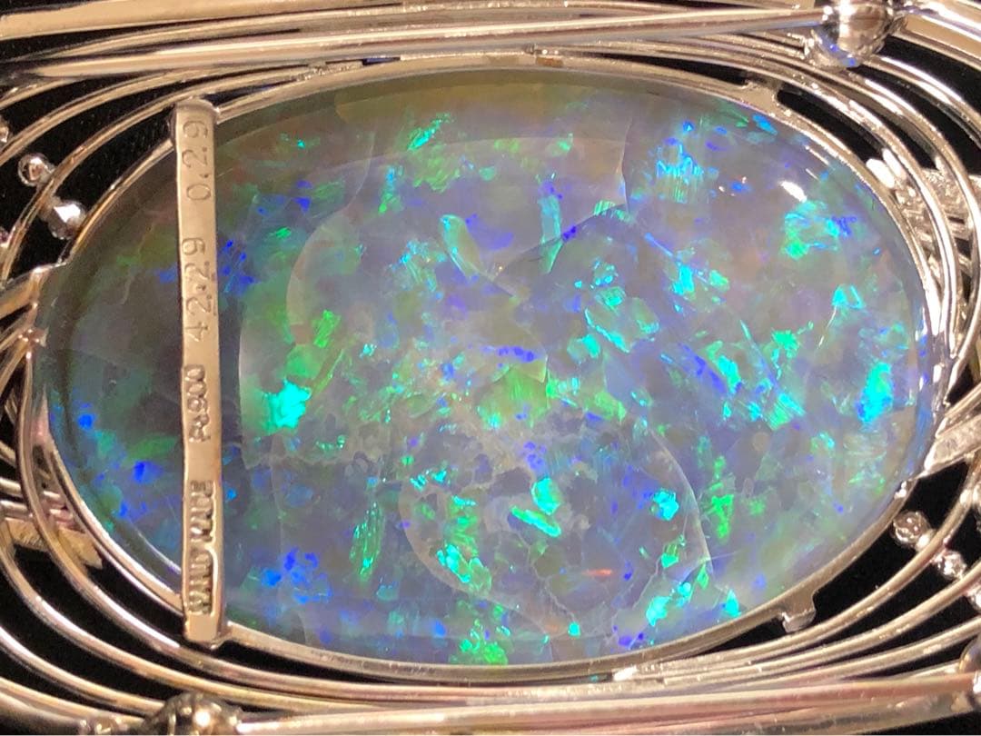 pt900超大オパール帯留ブローチ