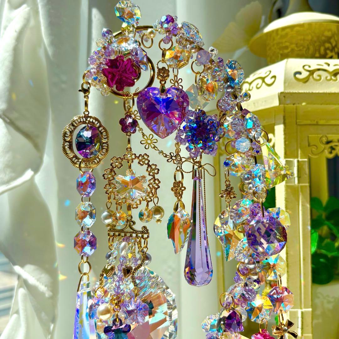 ちゃみブルーAB &バイオレットSWAROVSKI ✩.*サンキャッチャー