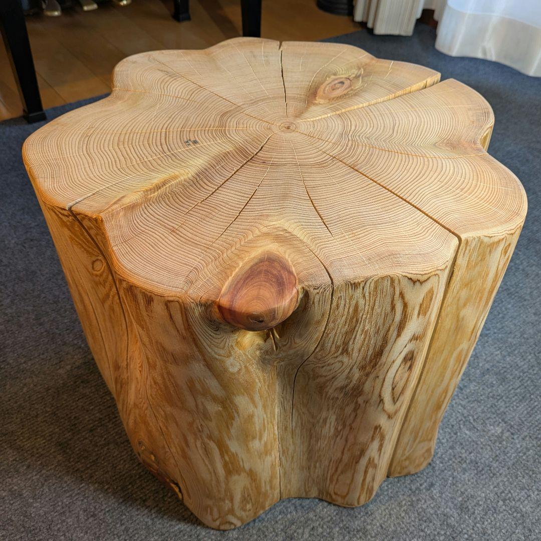 天然ヒバ　切り株　丸太　椅子　テーブル　高さ約33㎝