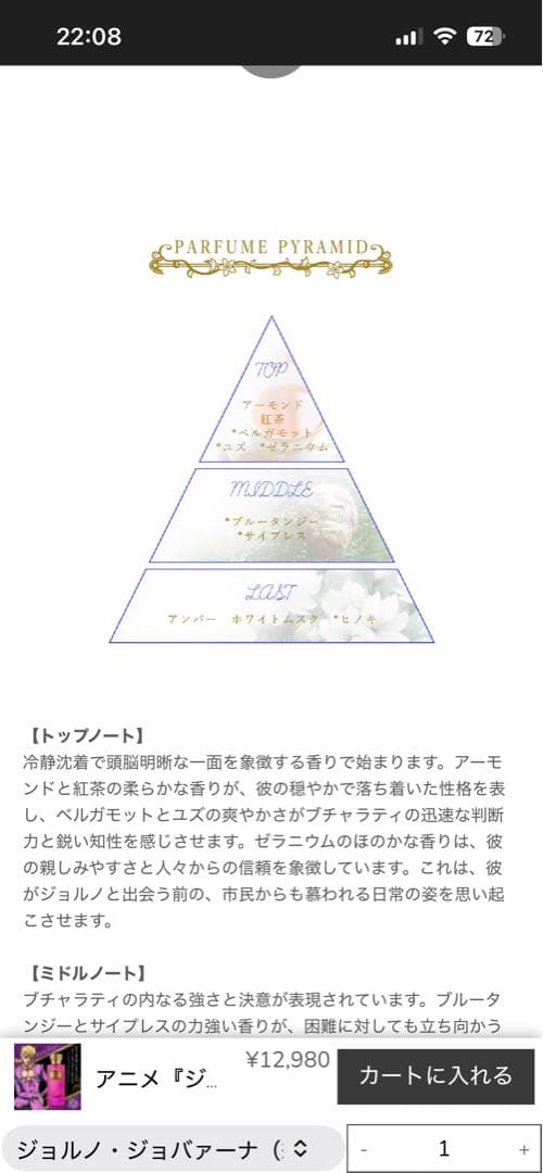 ノズコラボレーション『ジョジョの奇妙な冒険　黄金の風』ブローノ・ブチャラティ香水