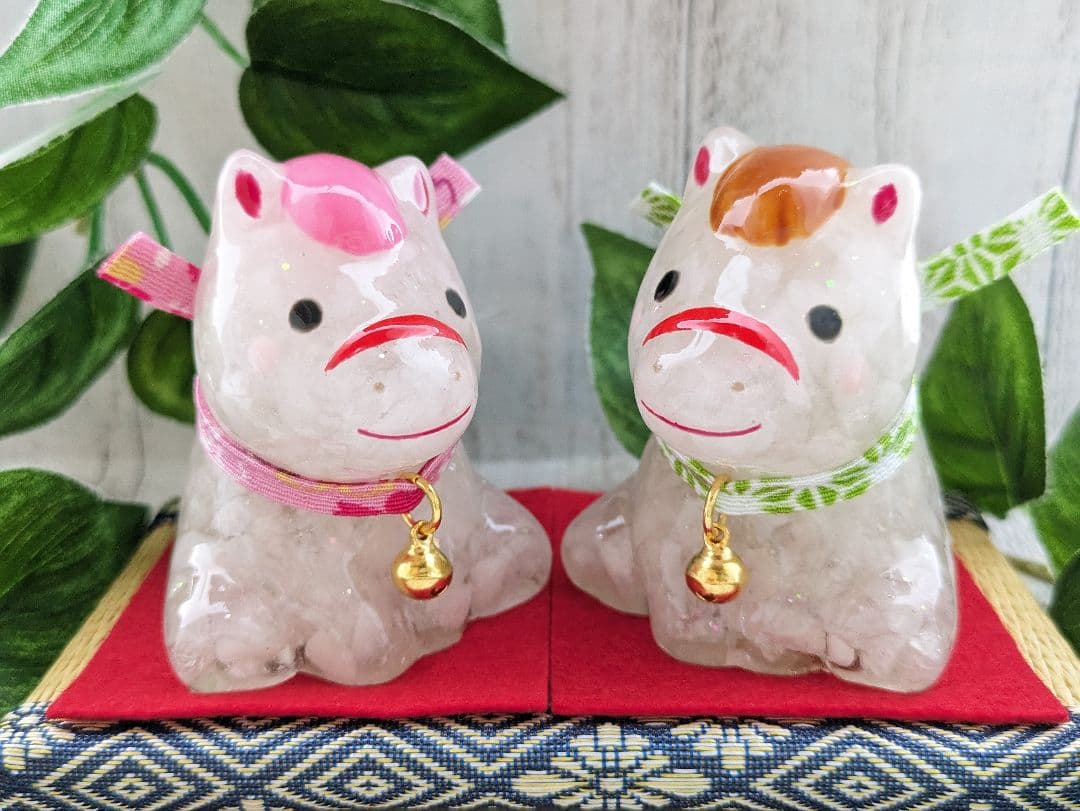 【今年も残り2ヶ月】❶白水晶の干支おうまちゃん形オルゴナイト☆他１点