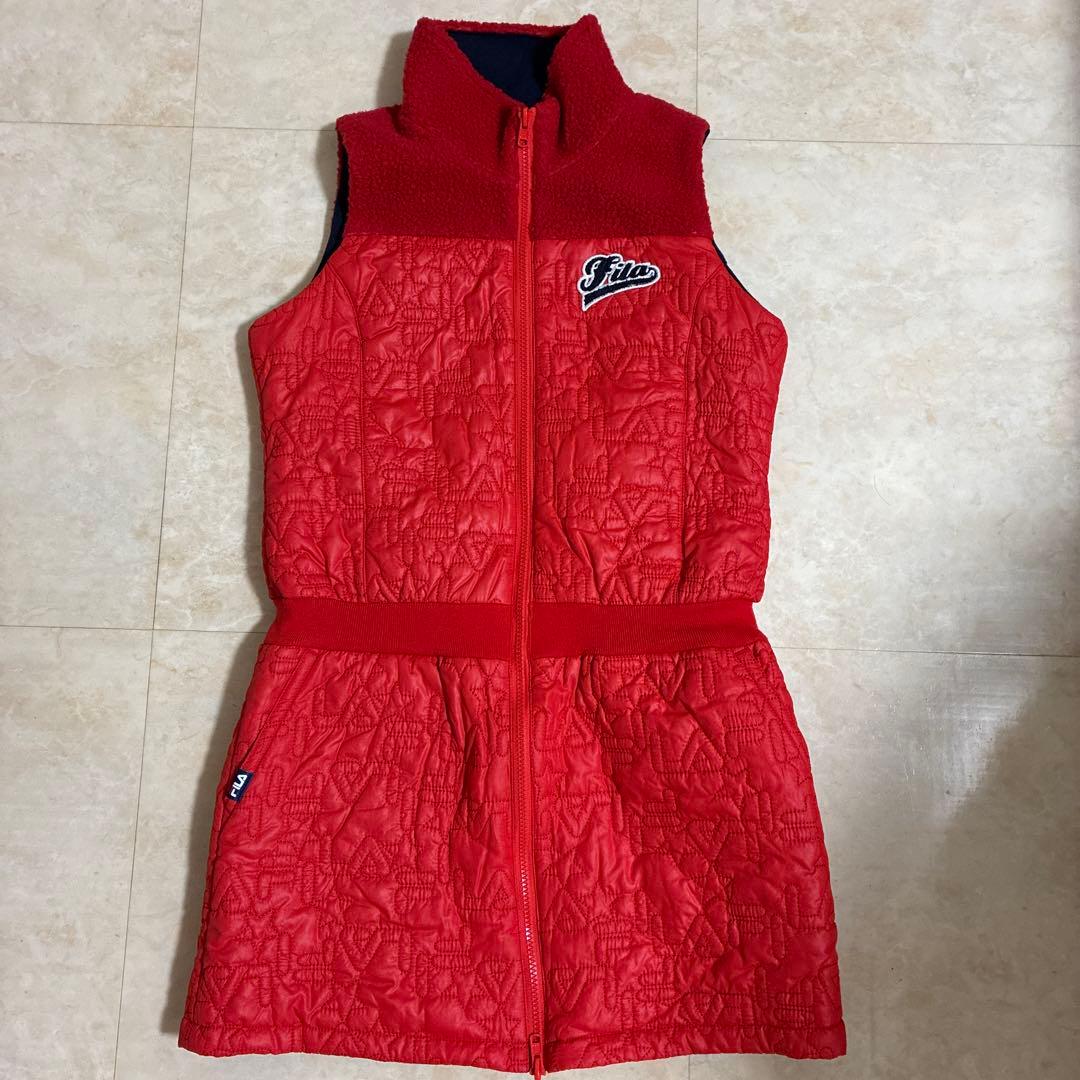 新品未使用　Fila リバーシブルゴルフウェア　赤 キルティング ワンピース