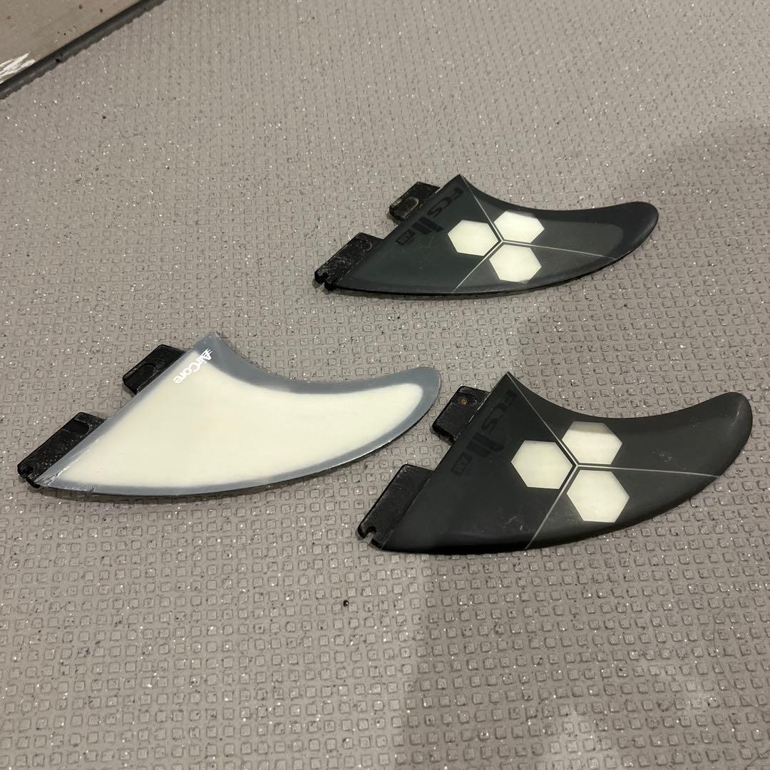 AirCore サーフボードフィン 3枚セット ブラック/ホワイト　Lサイズ