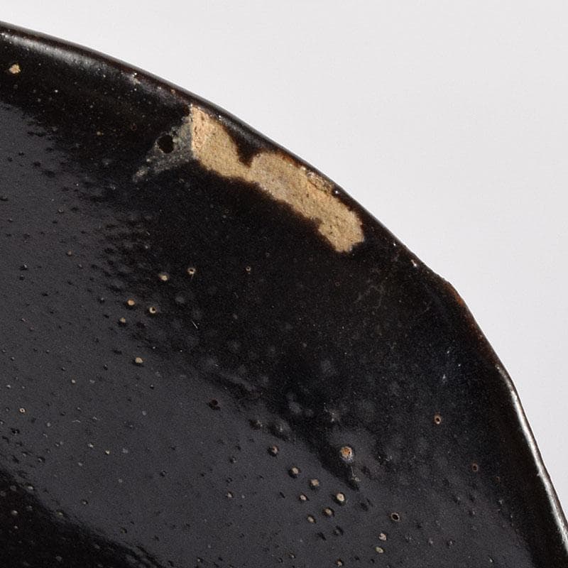 中国　南宋　窯変　天目高杯輪花皿　C　7055