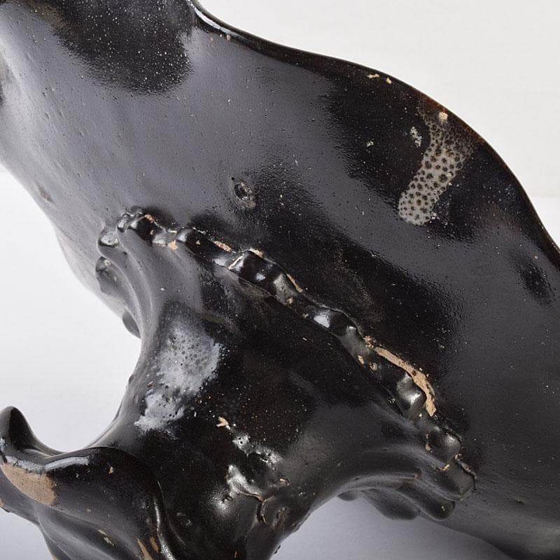 中国　南宋　窯変　天目高杯輪花皿　C　7055