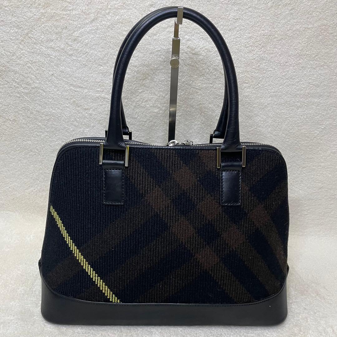 BURBERRY バーバリー ハンドバッグ チェック柄 ウール レザー
