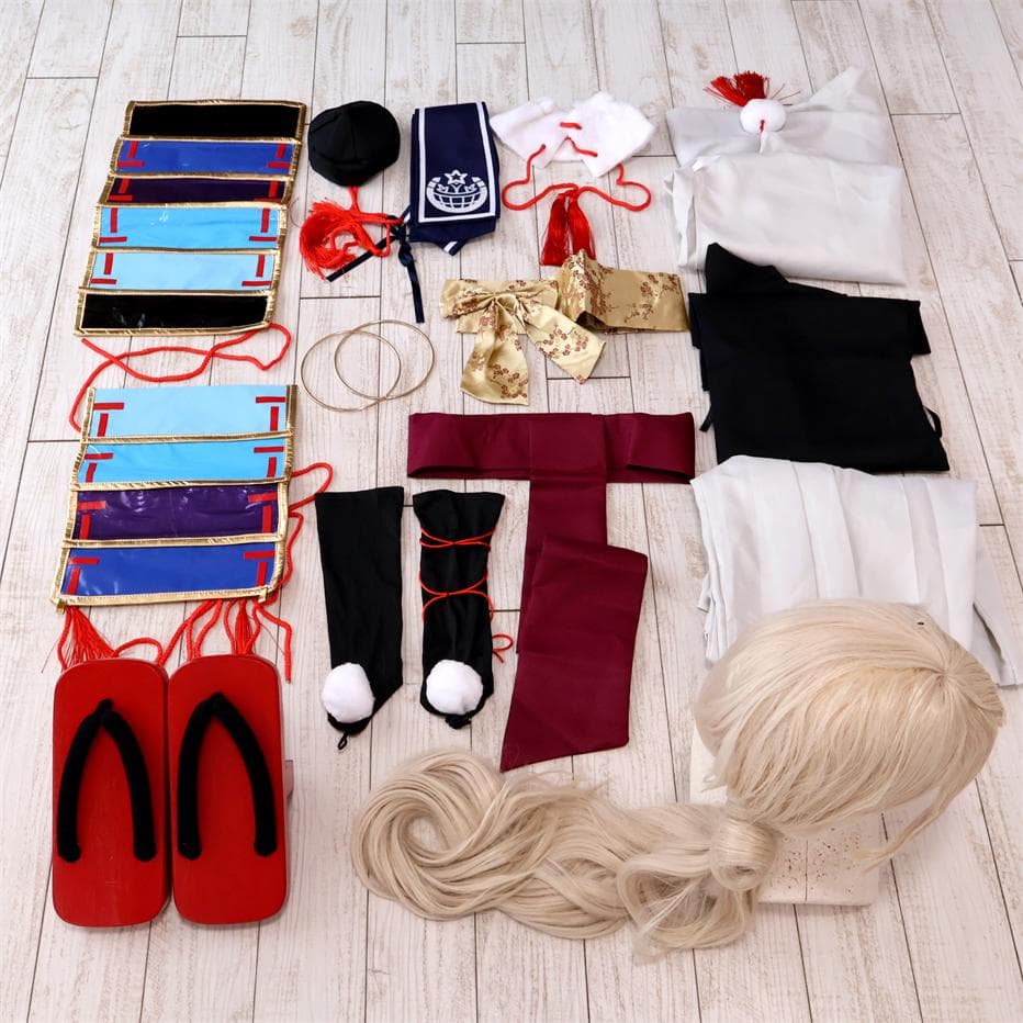 刀剣乱舞　今剣　通常　正装　戦闘衣装＋ウィッグ＋靴（一本下駄）　Ｍ