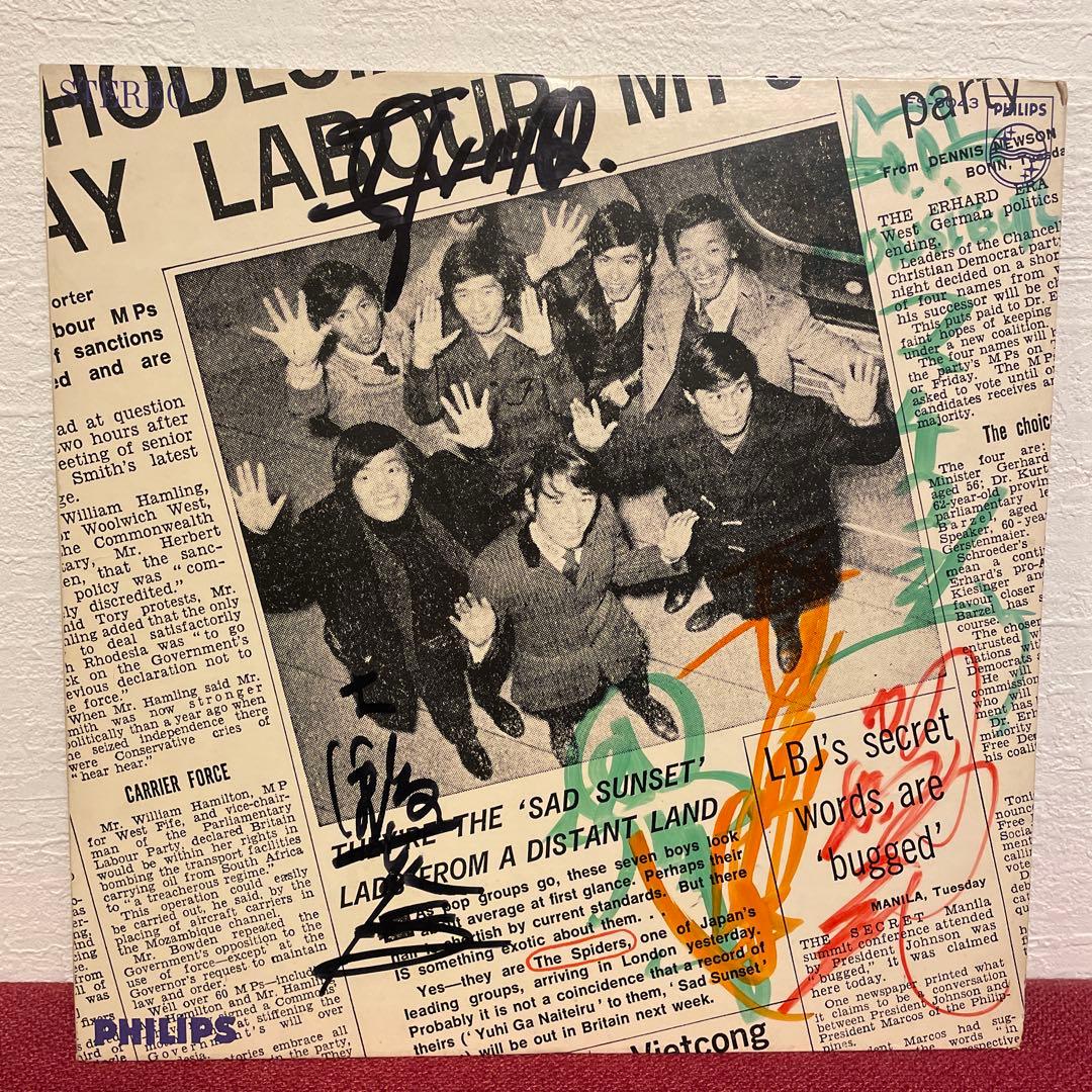 スパイダース レコード サイン ポスター 貴重 かまやつひろし GS★ '69