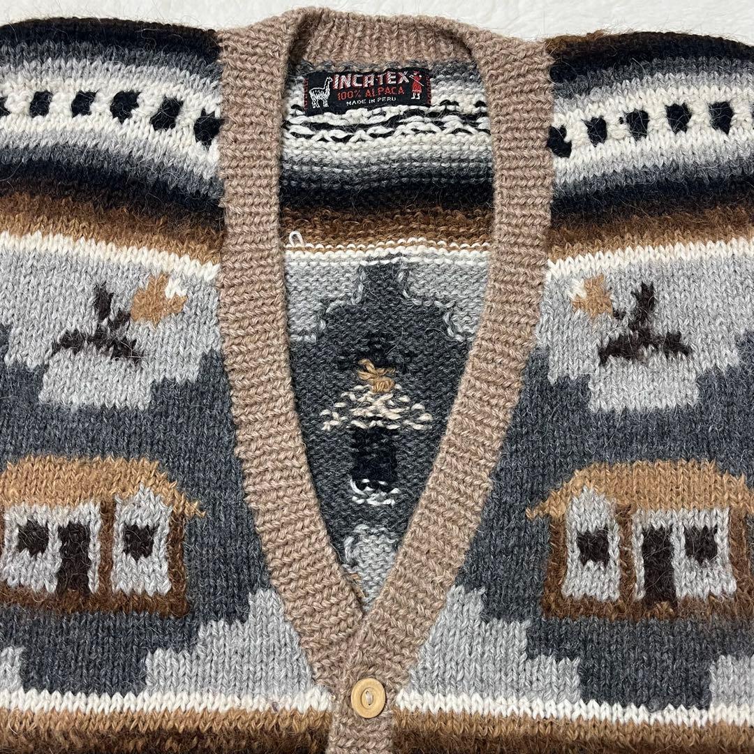 INCATEX アルパカ ニットベスト ペルー製 レトロ 子供柄 柄たくさん