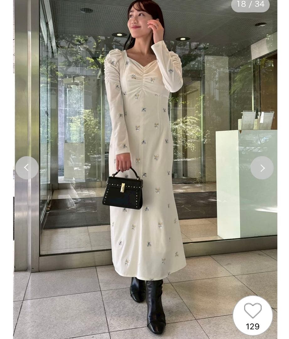 CELFORD（セルフォード）花柄刺繍ベロアワンピース