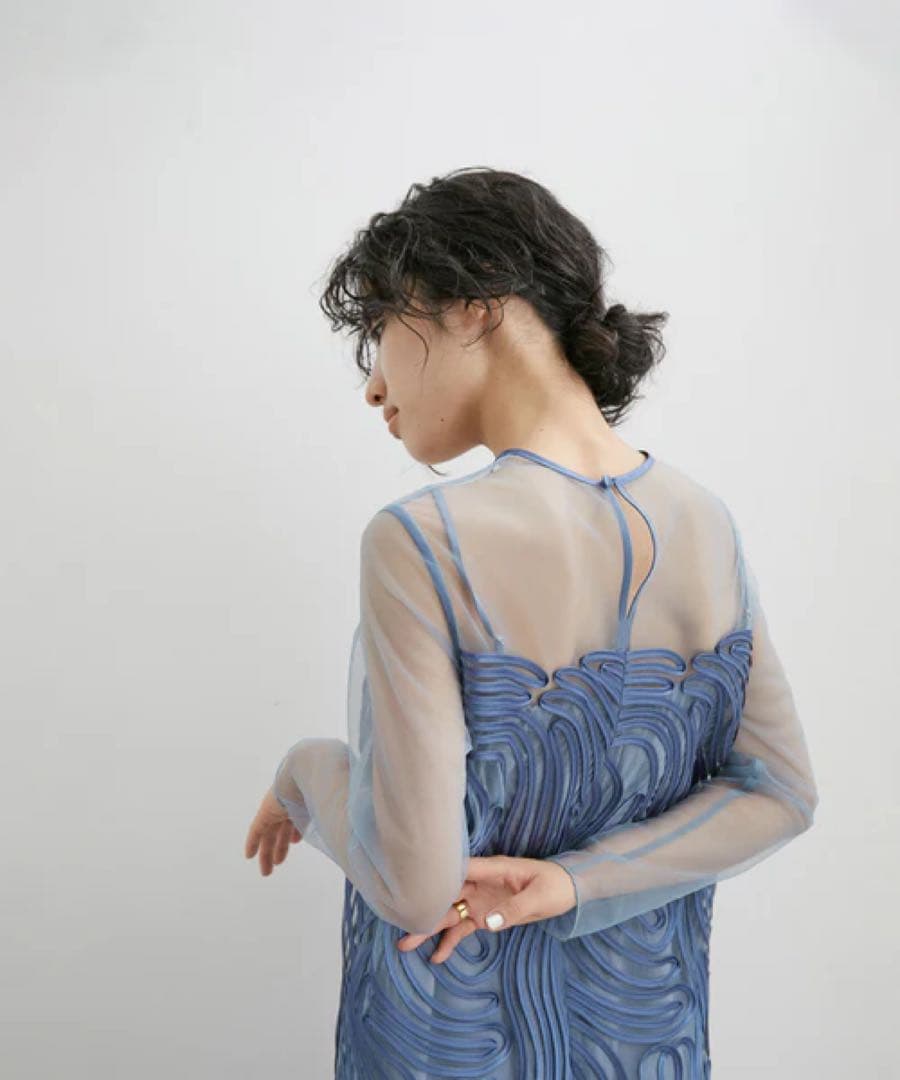 【オケージョン対応】ラインアートシアーワンピース