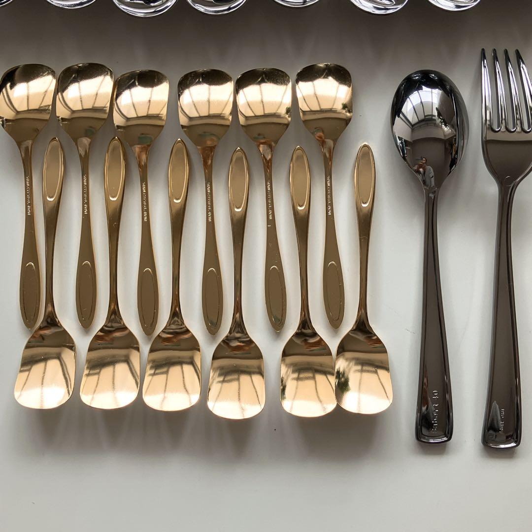 137本 専用 フォークスプーン大小フォーク大小各25 ゴールドスプ12